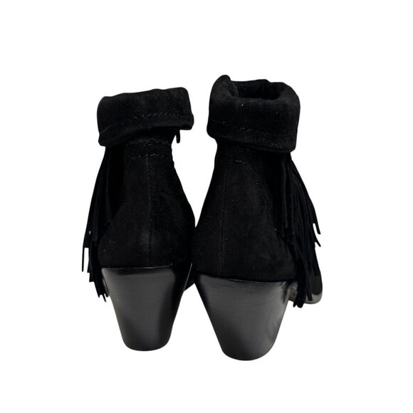 Sam Edelman Louie Black Suede Fringe Western Ankle Boots Size 8.5 New Classics! - Picture 5 of 6